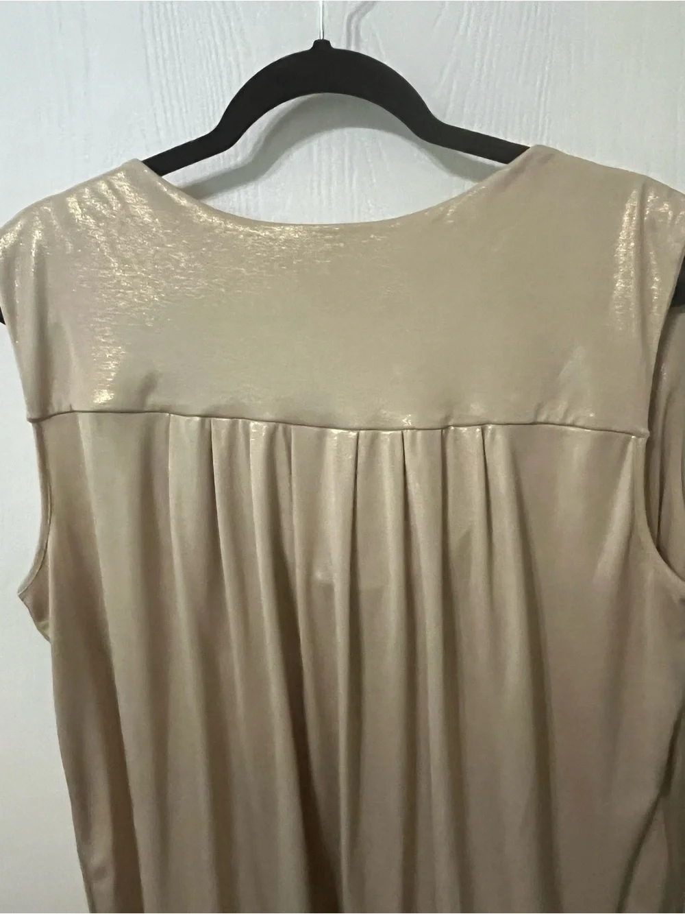 Michael Kors Metallic Gold Drape Neck Sleeveless Top